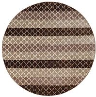 Evolution Trellis Stripes 8 ft. Round Area Rug, Beige & Brown