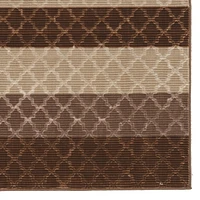 Evolution Trellis Stripes 8 ft. Round Area Rug, Beige & Brown