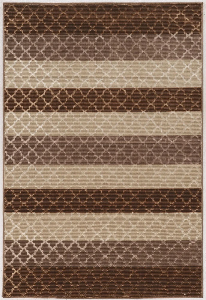 Evolution Trellis Stripes 5 ft. x 7 ft. 6 in. Area Rug, Beige & Brown