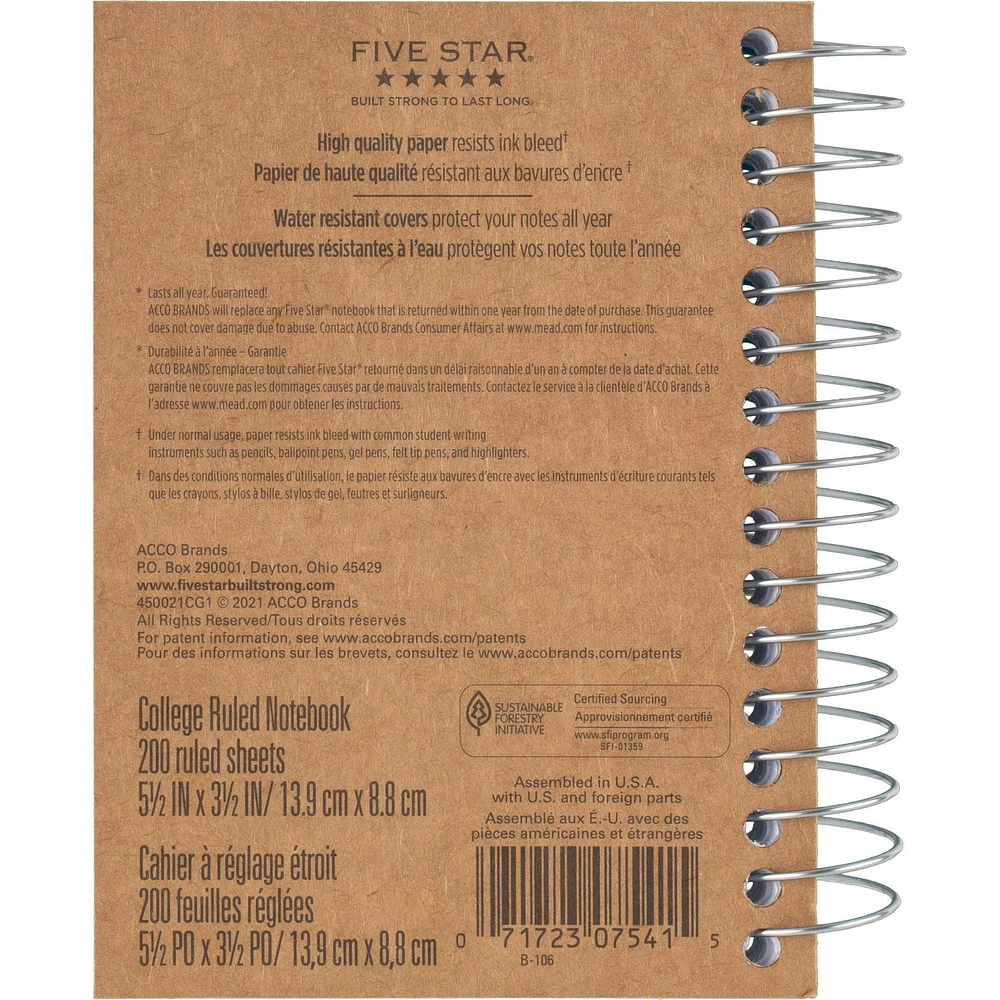 Five Star® Fat Lil' Wirebound Notebook, College Ruled, 5 1/2" x 3 1/2", Notebook