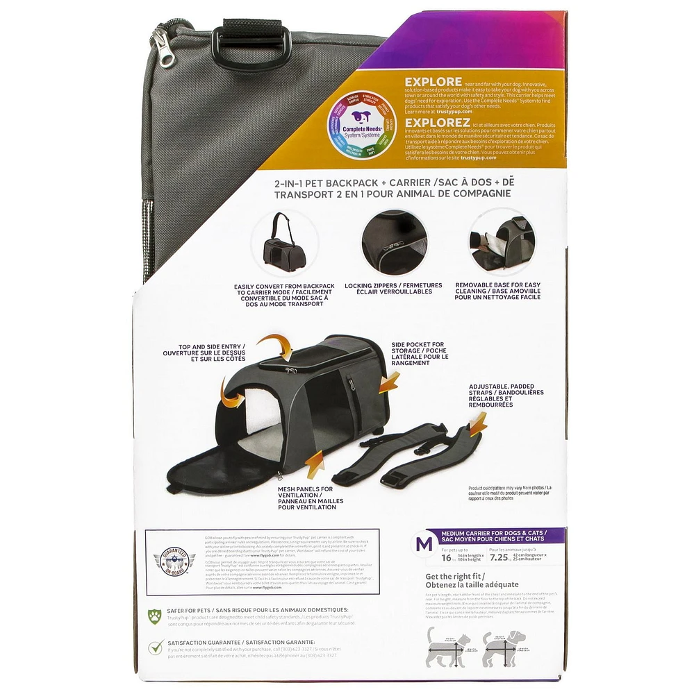 TrustyPup Sac à dos de voyage 2 en 1 pour animaux de compagnie Approuvé par la compagnie aérienne