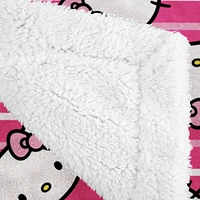 Hello Kitty 'Pink Stripes' Silk Touch Sherpa Throw Blanket in Gift Box, 100% Polyester