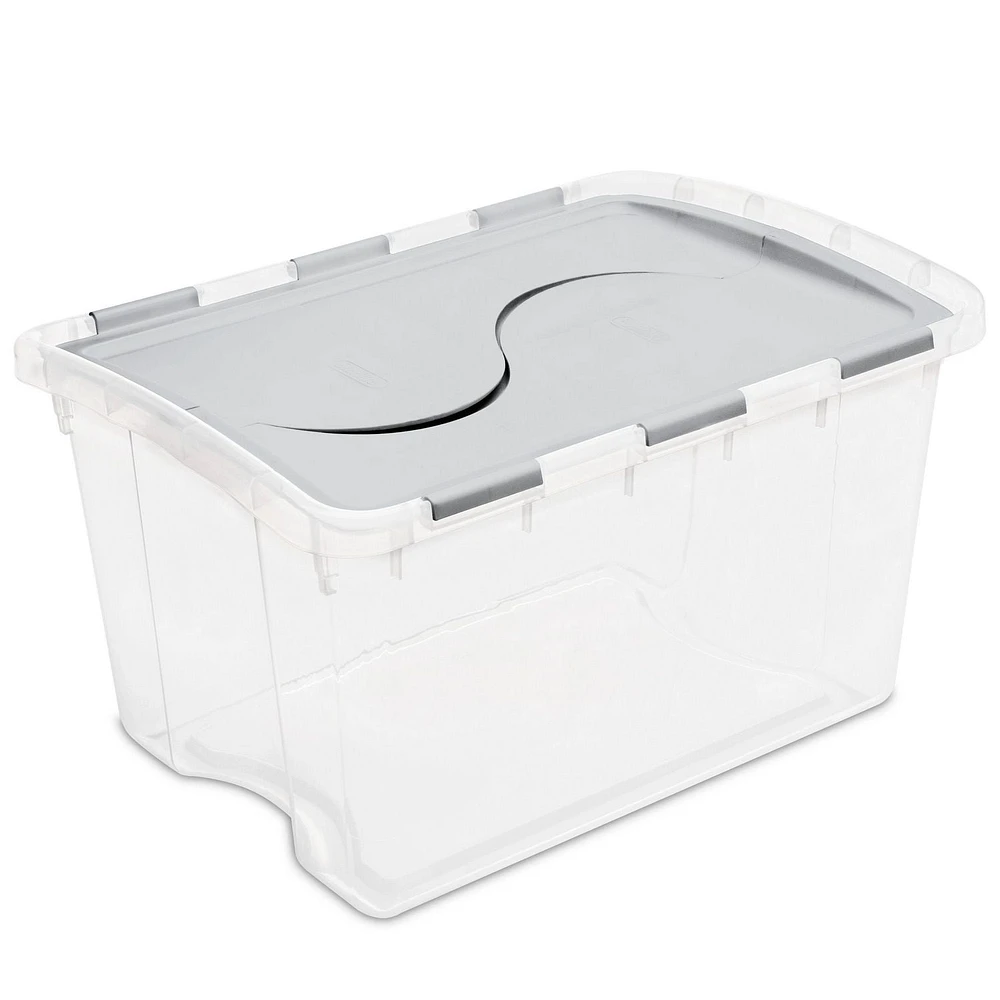 Sterilite 45L Hinged Lid Storage Box - Silver