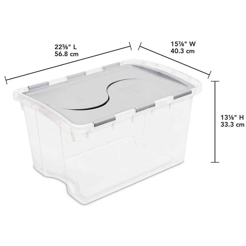 Sterilite 45L Hinged Lid Storage Box - Silver