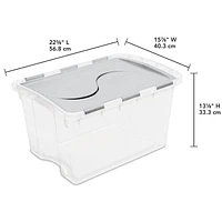 Sterilite 45L Hinged Lid Storage Box - Silver