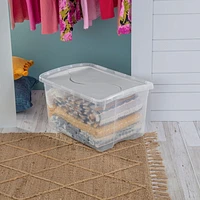 Sterilite 45L Hinged Lid Storage Box - Silver