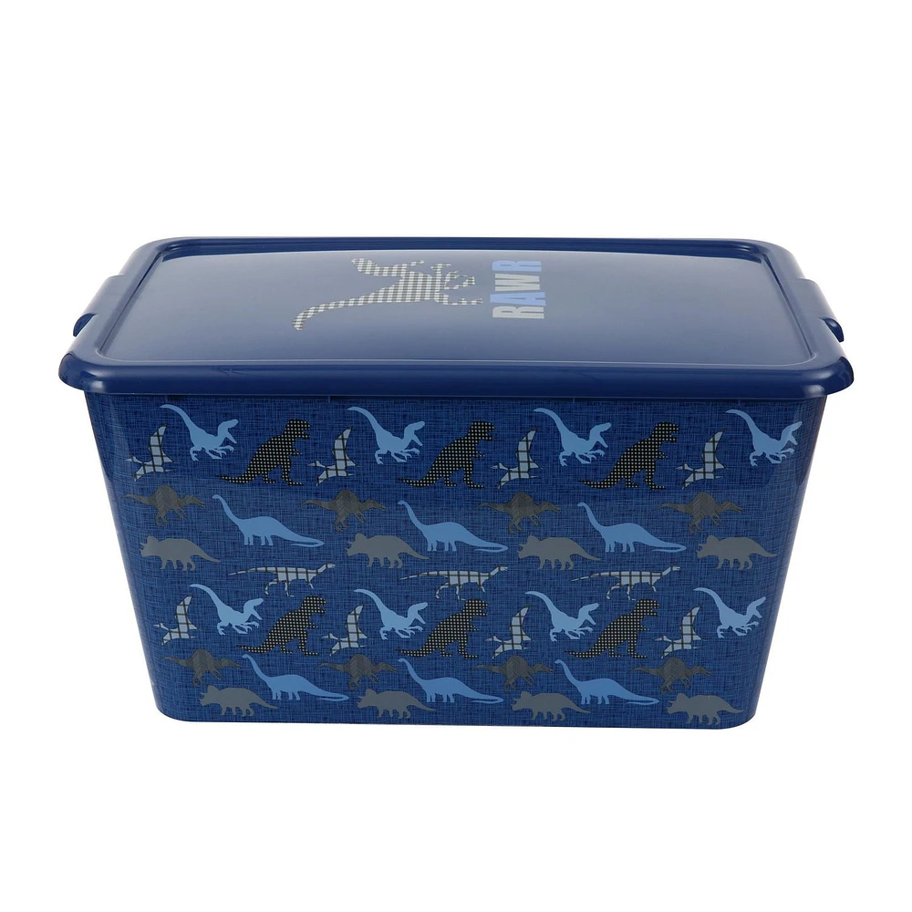 Mainstays 14.5 Gal / 53L Dinosaur Storage Tote Box, Plastic with Lid, 14.5 Gallon Dinosaur Tote