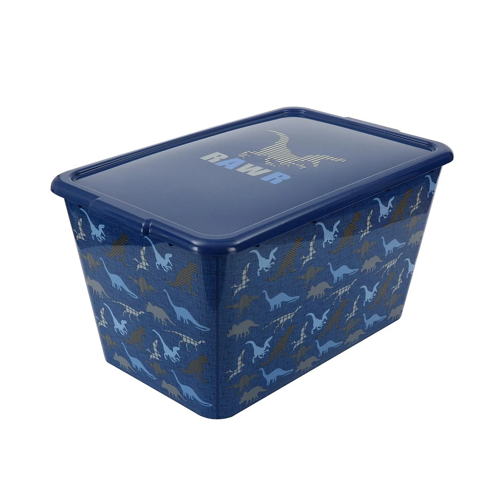 Mainstays 14.5 Gal / 53L Dinosaur Storage Tote Box, Plastic with Lid, 14.5 Gallon Dinosaur Tote