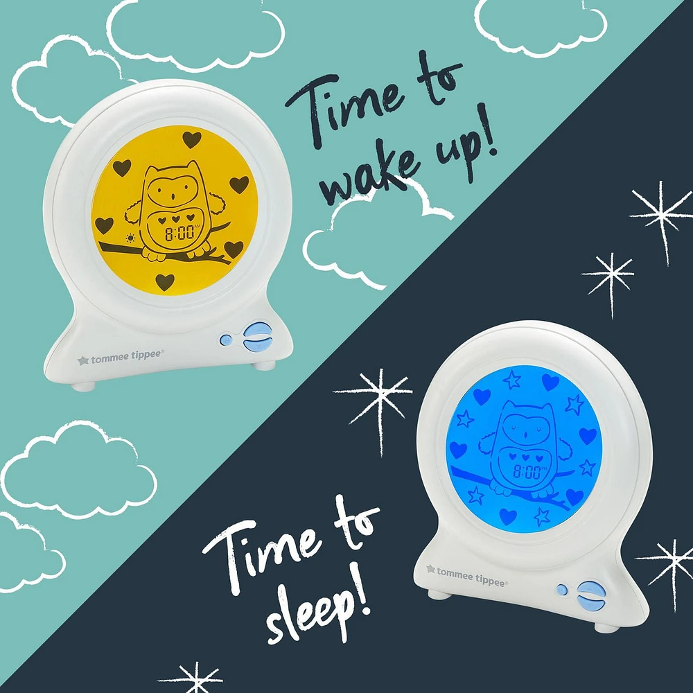Réveil éducatif Groclock de Tommee Tippee, réveil et veilleuse pour jeunes enfants alimenté par USB
