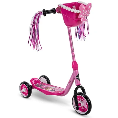 Disney Minnie Mouse 3-Wheel Girls’ Quick Connect Scooter, by Huffy, pink, Ideal for ages 3+