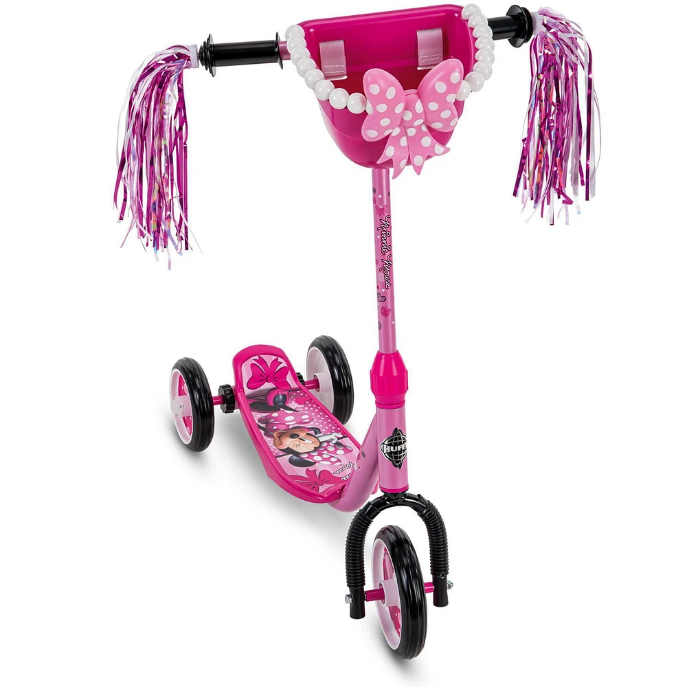 Disney Minnie Mouse 3-Wheel Girls’ Quick Connect Scooter, by Huffy, pink, Ideal for ages 3+