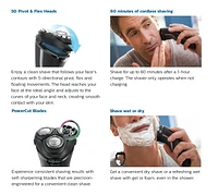 Philips Rasoir Électrique series 3000 Sec ou Humide  Avec Têtes Pivotantes 5D et Lames PoweCut, S3134/51