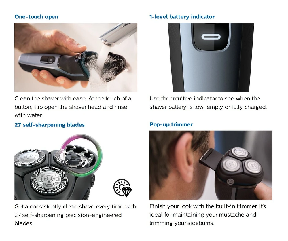 Philips Rasoir Électrique series 3000 Sec ou Humide  Avec Têtes Pivotantes 5D et Lames PoweCut, S3134/51