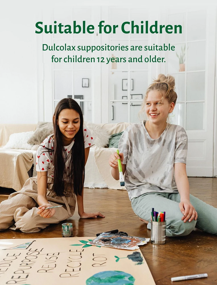 Dulcolax, 10 mg de Bisacodyl,  6 suppositoires de laxatif  – Soulagement efficace de la constipation occasionnelle, Soulagement dans les 15 à 60 minutes, Convient aux enfants de 12 ans et plus, aux adultes et aux femmes qui allaitent Dulcolax, 10 mg de Bisacodyl,  6 suppositoires