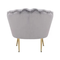 Upholstered Velvet Lounge Chair in Grey with gold legs, Living room Velvet Lounge chair