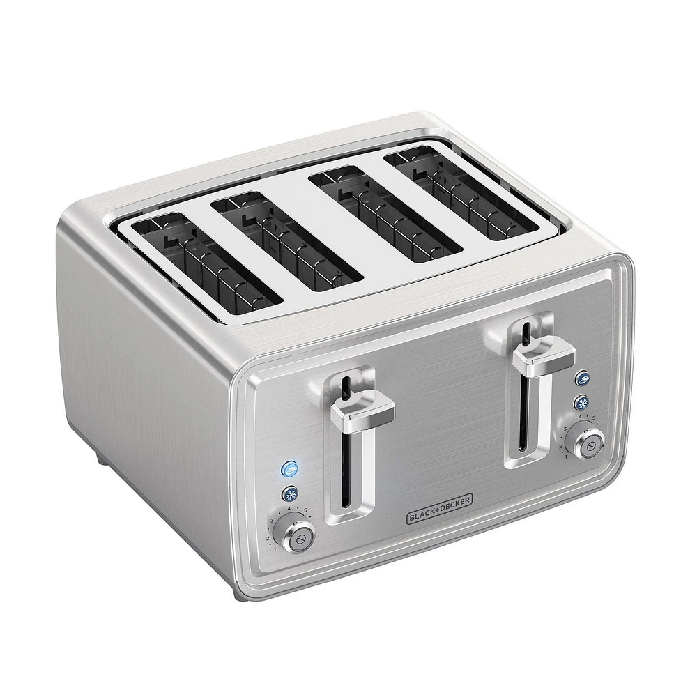 Black + Decker 4-Slice Extra Wide Toaster, in Stainless Steel, Great for thick breads!