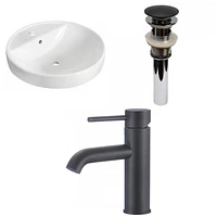 American Imaginations 18.25-in. W Drop In White Bathroom Vessel Sink Set For 1 Hole Center Faucet AI