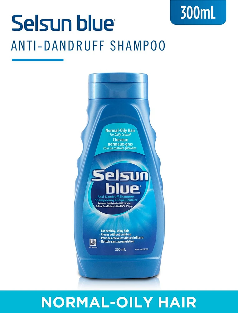 Selsun Blue Normal-Oily Hair Anti-Dandruff Shampoo, 300 mL, Helps Control Dandruff, Itching and Flaking, 300 mL