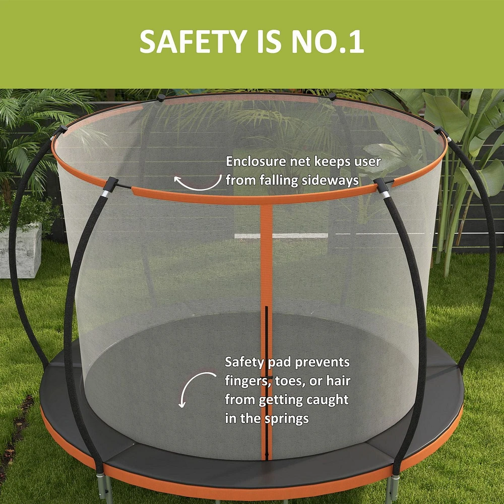 Soozier 8ft Trampoline Outdoor with Enclosure Net and Ladder