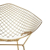 Bertoia Style Metal Lounge Chair with pad included, Livingroom Lounge Chair Metal Shinny