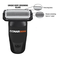 Conair Man Under the Belt Lithium Ion Groin & Body Groomer with Trimmer & Shaver, Unique body grooming blade