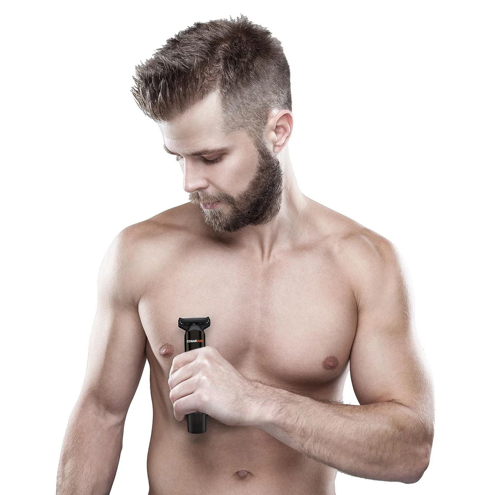 Conair Man Under the Belt Lithium Ion Groin & Body Groomer with Trimmer & Shaver, Unique body grooming blade