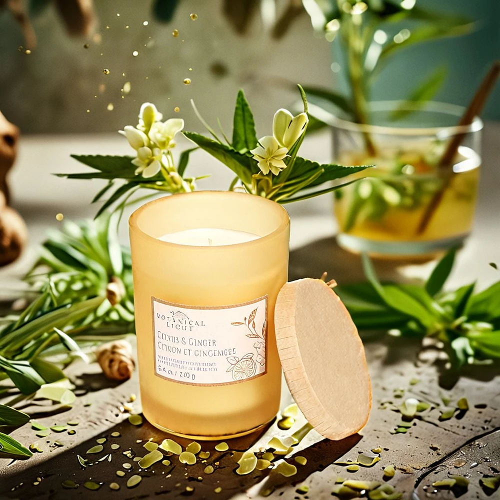 Botanical Light 8.4OZ Citrus & Ginger Soy Wax Blended Scented Candle,1 cotton wick, · 8.4oz<br>· 240g<br>· 1 pack