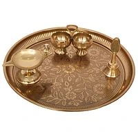 Way To Celebrate Diwali Decoration 4 Count Iron and Brass Puja Thali 11 inch