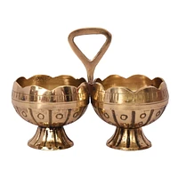 Way To Celebrate Diwali Decoration 4 Count Iron and Brass Puja Thali 11 inch