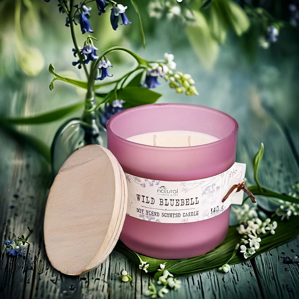 Aroma Light 12OZ Wild Bluebell Soy Wax Blended Scented Candle,2 cotton wick