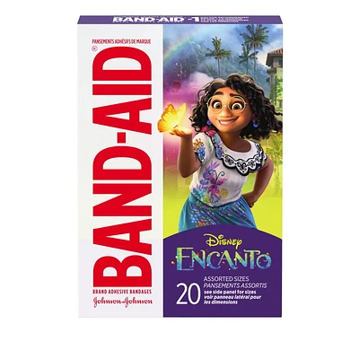 Band-Aid Brand Adhesive Bandages for Minor Cuts & Scrapes, Wound Care Featuring Disney's Encanto Characters, Fun Bandages for Kids and Toddlers, Assorted Sizes, 20 EA