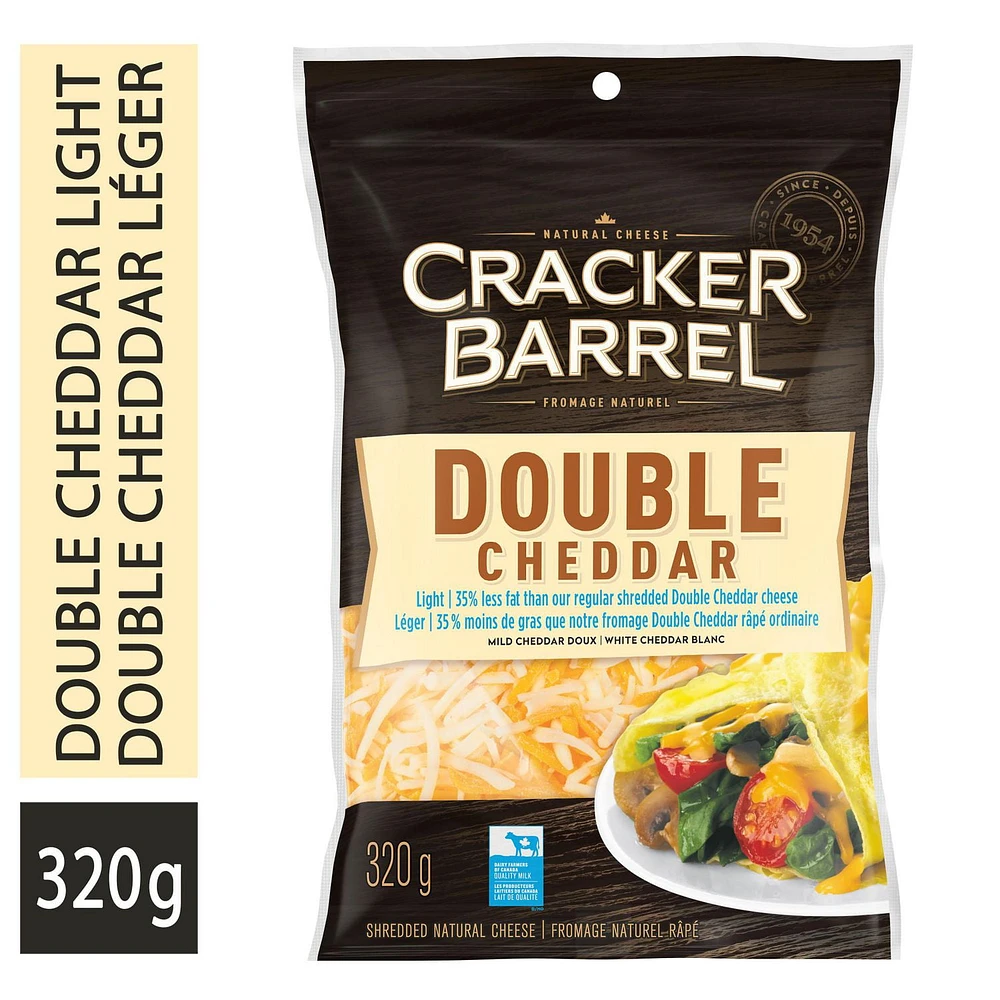 Cracker Barrel Double Cheddar Shredded Cheese - Light, 320g