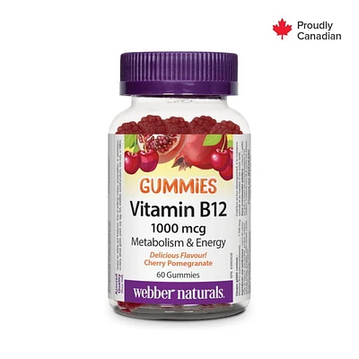 Webber Naturals Vitamine B12 Gélifiés, 1 000 mcg 60 gélifiés