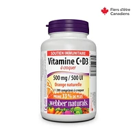Webber Naturals Vitamine C+D3, 500 mg/500 UI 150+50 comprimés à croquer