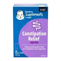 GERBER Supplements for Baby Constipation Relief (GOS FOS), 0-3 Years, For Constipation & Irregularity, No Additives, Colours, Flavours or Artificial Sweetener, 20 sachets