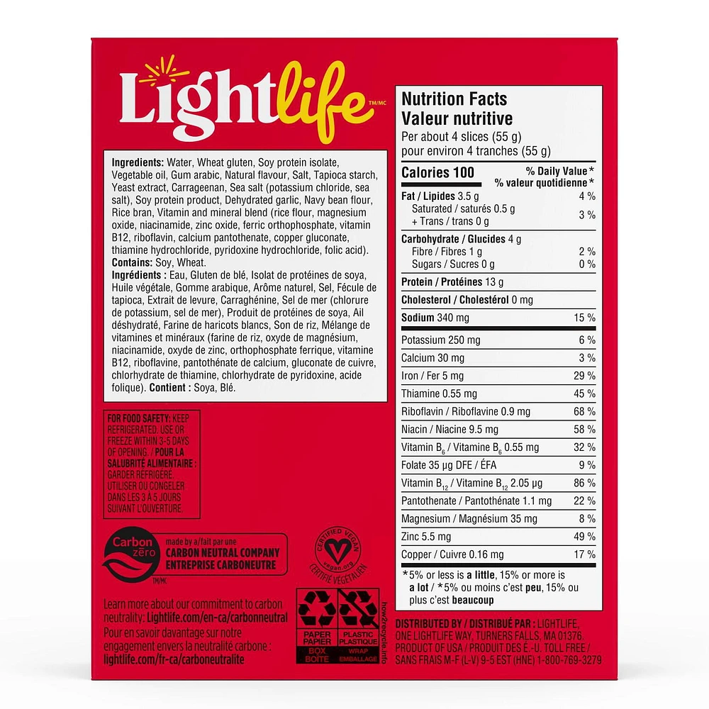 Lightlife Smart Deli Plant-Based Vegan Turkey Slices