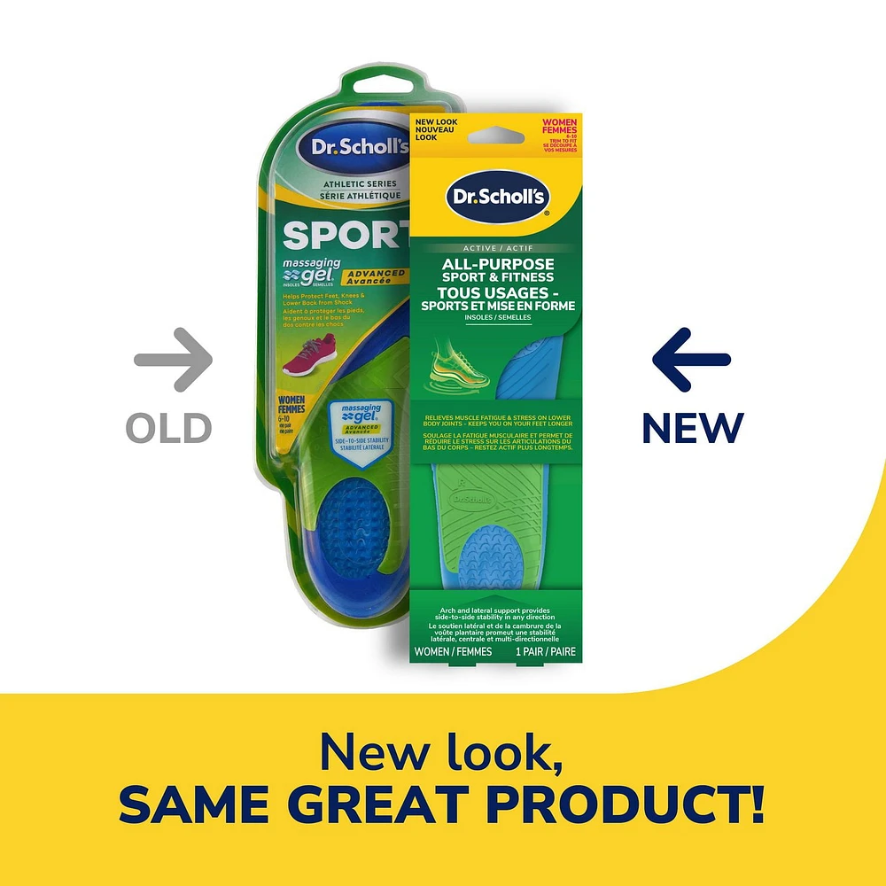 Dr. Scholl’s® semelles sport de notre série athlétique, femmes Ajustables, 1 paire,