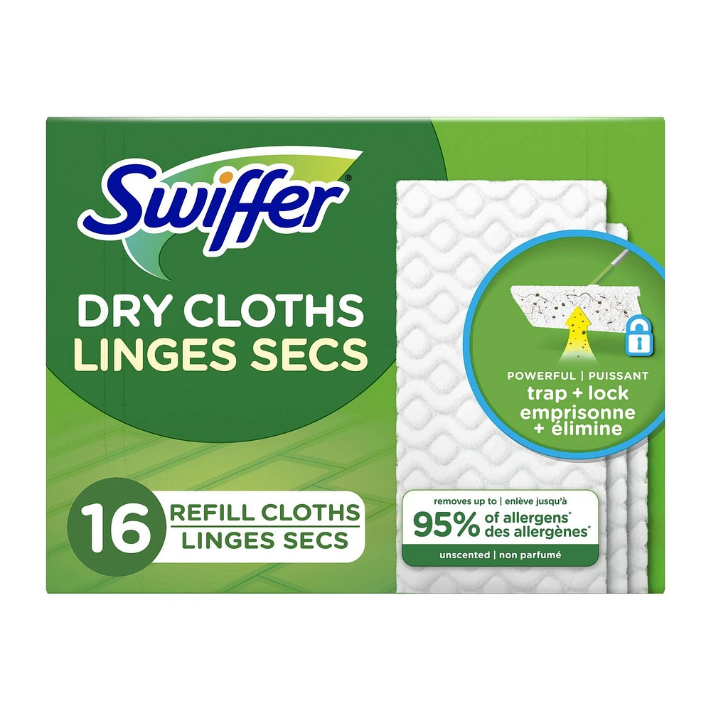 Swiffer Sweeper Dry Multi-Surface Sweeping Cloth Refills for Floor Sweeping and Cleaning, Unscented, 16CT