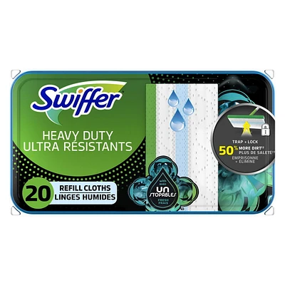 Swiffer Sweeper Heavy Duty Wet Multi-Surface Cloth Refills for Floor Mopping and Cleaning, Unstopables Fresh Scent, 20CT