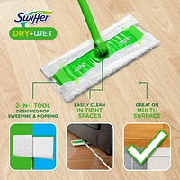 Swiffer Sweeper 2-in-1 Dry + Wet Floor Mopping and Sweeping Kit, Multi-Surface Kit for Floor Cleaning, Kit Includes 1 Sweeper, 7 Dry Sweeping Cloths, 3 Wet Mopping Cloths, 1KIT