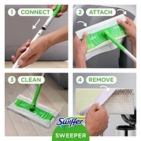 Swiffer Sweeper 2-in-1 Dry + Wet Floor Mopping and Sweeping Kit, Multi-Surface Kit for Floor Cleaning, Kit Includes 1 Sweeper, 7 Dry Sweeping Cloths, 3 Wet Mopping Cloths, 1KIT