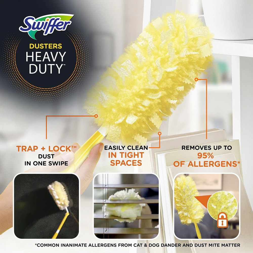 Swiffer Dusters Heavy Duty Multi-Surface Duster Refills for Cleaning, Unscented, 11CT