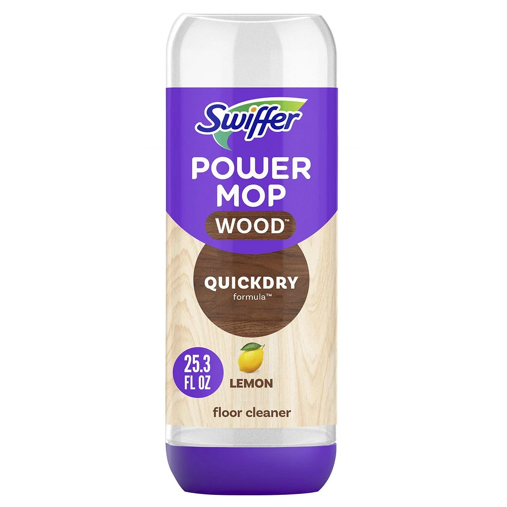 Swiffer PowerMop Wood QuickDry Wood Floor Cleaning Solution with Lemon Scent, ., 0.75L