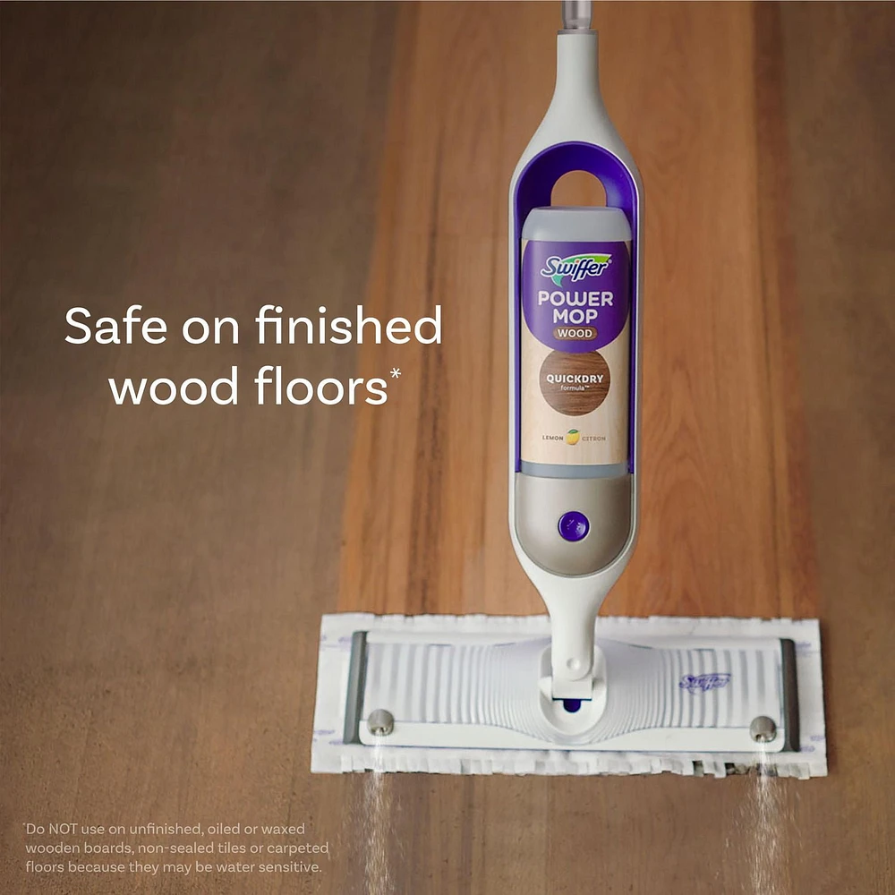 Swiffer PowerMop Wood QuickDry Wood Floor Cleaning Solution with Lemon Scent, ., 0.75L