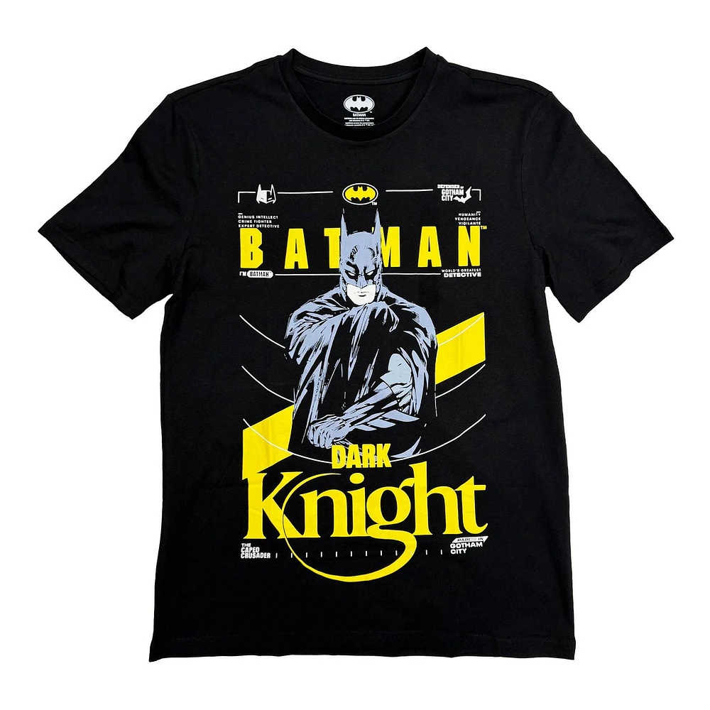 Batman T-shirt à manches courtes Gotham Dark Knight pour hommes Tailles: P-TG