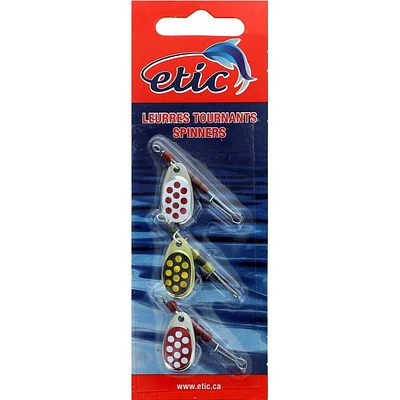 Etic 115-4311X French Blade Spinner, White/Black/Red - Dots Size 2, French Blade Spinner, White/Bl