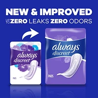 Always Discreet Adult Incontinence Pads for Women, Moderate Absorbency, Long Length, Postpartum Pads, 54CT