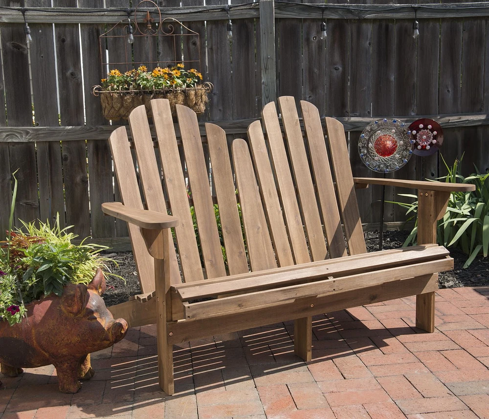 Teak Adirondack Outdoor Double Bench