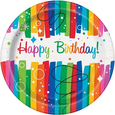 Unique Party Favors Rainbow 9" Plates, 8 Count