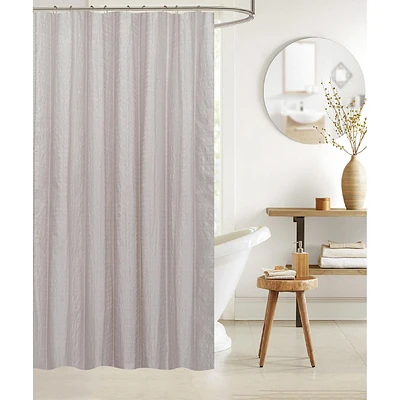 IH Casa Decor Embossed Shower Curtain With C Hooks Taupe